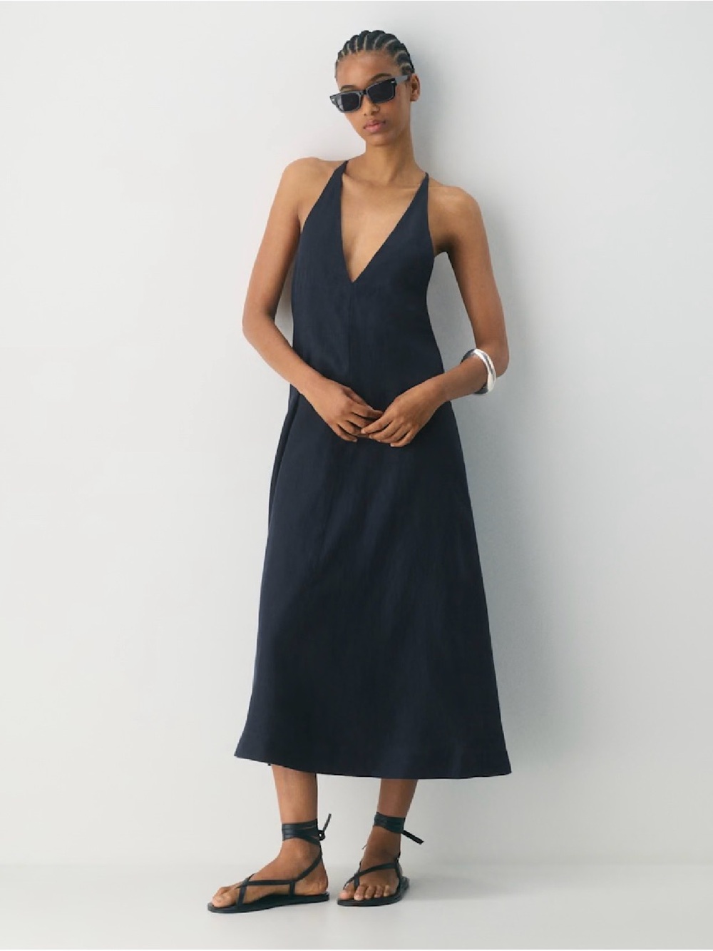 Aritzia Mural Linen Halter Dress